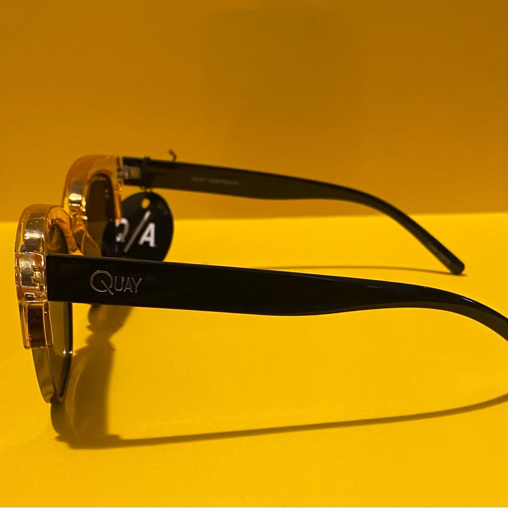 Quay Australia - Bronx Half-Rimmed Sunglasses in Coffee with Silver Mirr… - Picture 4 of 16